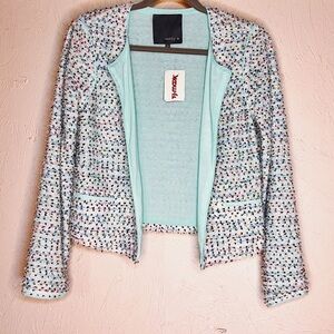 Matty M Pastel Mint Fuzzy Boucle Chenille Preppy Blazer Women’s S